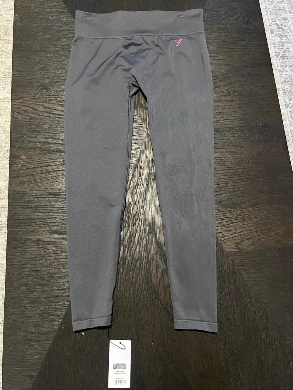 Gymshark Black Leggings with Pink Logo
